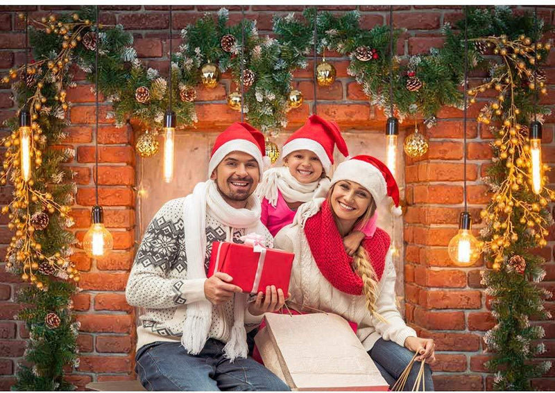 Brick Wall Photography Backdrops Christmas Theme Flower Background Backdrops Decoration Props Xmas Vinyl photo Backdrop Lighting