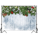 Christmas Party Wooden Board Snowflakes Pine Branch Photography Backdrops Photo Backgrounds Winter Portrait Photophone