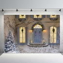 Christmas Photography Backdrop Christmas Tree Photo Background Snow Winter Door Floor Photographic Backdrops Props