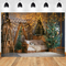 Old Brick Fireplace Christmas Tree Gift Teddy Bear Baby Photo Background Photography Backdrop Photocall Photo Studio