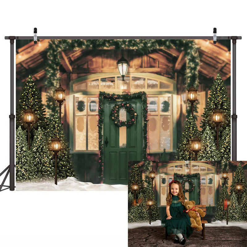 Fondo de fotografía de Navidad, ventanas, chimenea, sesión fotográfica, retrato de nieve de invierno, estudio fotográfico, regalos de árbol de Navidad, juguete 