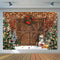 Fondo de retrato de escena de nieve navideña para fotografía, puerta de Granero, pared de ladrillo Retro, sesión fotográfica, estudio fotográfico