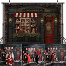 Christmas Toy Store Backdrop Retro Gingerbread House Photography Xmas Room Portrait Background Photo Studio Winter Street Snow