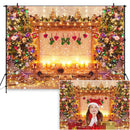 Arrière-plan de cheminée d'arbre de noël pour Studio Photo, paillettes, décoration de fête de réveillon du nouvel an d'hiver, arrière-plan de Portrait de bébés et d'enfants