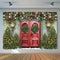 Christmas Tree Red Door Backdrop for Photography Winter Tree Portrait Oil Light Background for Photo Studio Photocall Decoration