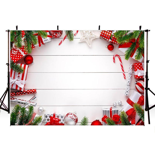 Christmas White Wooden Wall Backdrop Xmas Holiday Gift Wood Christmas Backdrops New Year Party Decorations Photo Background