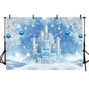 Christmas Winter Castle Portrait Backdrop for Photography Balls Snowfield Photo Booth Background Studio Decoration