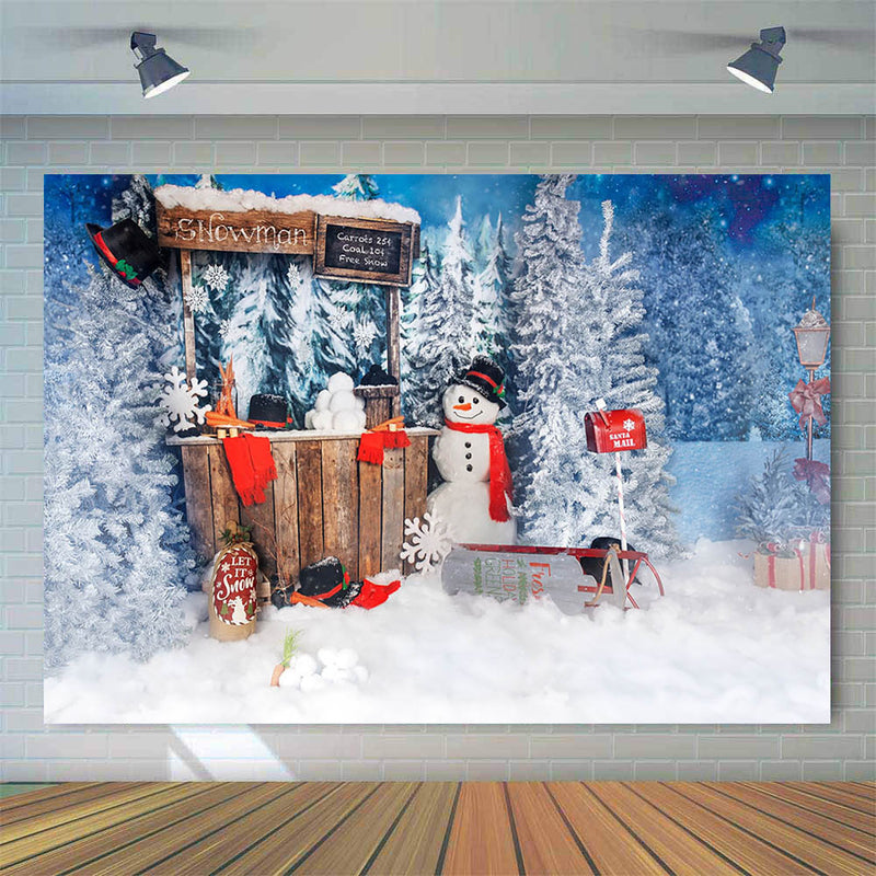 Noël hiver neige scène Portrait photographie toile de fond bonhomme de neige enfants Portrait Photoshoot arrière-plan pin boutique 