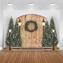 Christmas Wood Backdrop Kids Child Photography Winter Snowy Street Background Festival Decor Baby Portrait Wreath Photo studio