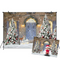 Merry Christmas Wood door Backdrop Snowflake Window Cloud Backdrop Family Christmas Trees Window Gift party Background Photo booth