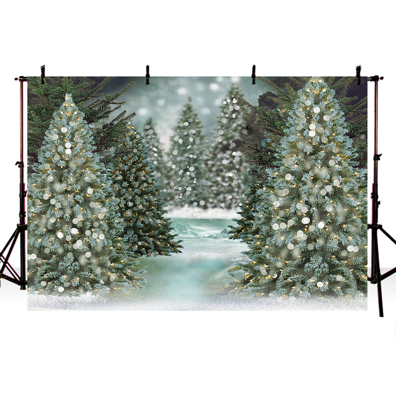 Fondo de Navidad para fotografía Fondo del país de las Maravillas de invierno para estudio fotográfico Fondo de árbol de Navidad para fotomatón 