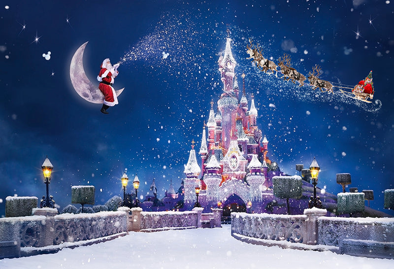 Christmas Castle Backdrop Santa Claus Gift Photography Backdrops Winter Snow Children Backgrounds for Photo Studio