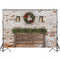 Christmas Headboard Backdrop for Dilapidated Brick Wall Christmas Wreath Decor Birthday Photographic Studio Photo Backgrounds