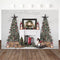Fondo de fotografía de Navidad árbol de Navidad pared de ladrillo blanco telón de fondo chimenea decoración de fiesta infantil Prop Banner estudio