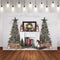 Fondo de fotografía de Navidad árbol de Navidad pared de ladrillo blanco telón de fondo chimenea decoración de fiesta infantil Prop Banner estudio