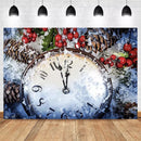 Christmas Snow Backdrops for Photography 2021 New Year Vintage Clock Background Photo Studio Props Red Christmas Decorations