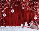 Thème de noël toile de fond flocon de neige cadeau bonhomme de neige branche d'arbre pin modèle rouge en bois photographie fond pour Studio Photo