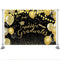 Class Graduation Backdrop Congrats Grad Class Celebration Party Decor Black and Gold Glitter Balloon Photo Background