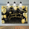 Fondo de graduación de clase, felicidades, celebración de clase de graduación, decoración de fiesta, fondo fotográfico de globo con brillo negro y dorado 