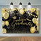Class Graduation Backdrop Congrats Grad Class Celebration Party Decor Black and Gold Glitter Balloon Photo Background