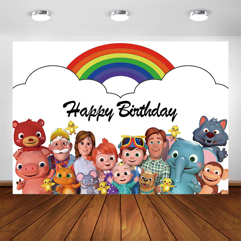 Cocomelon Family Themed Backdrops Children Kids Birthday Party Photo Background for Photography Decorations Banner Supplies