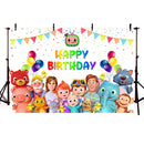 Cocomelon Theme Birthday Party Backdrop Kids Cocomelon Party Decoration Photo Booth Background for Photography Studio Supplies