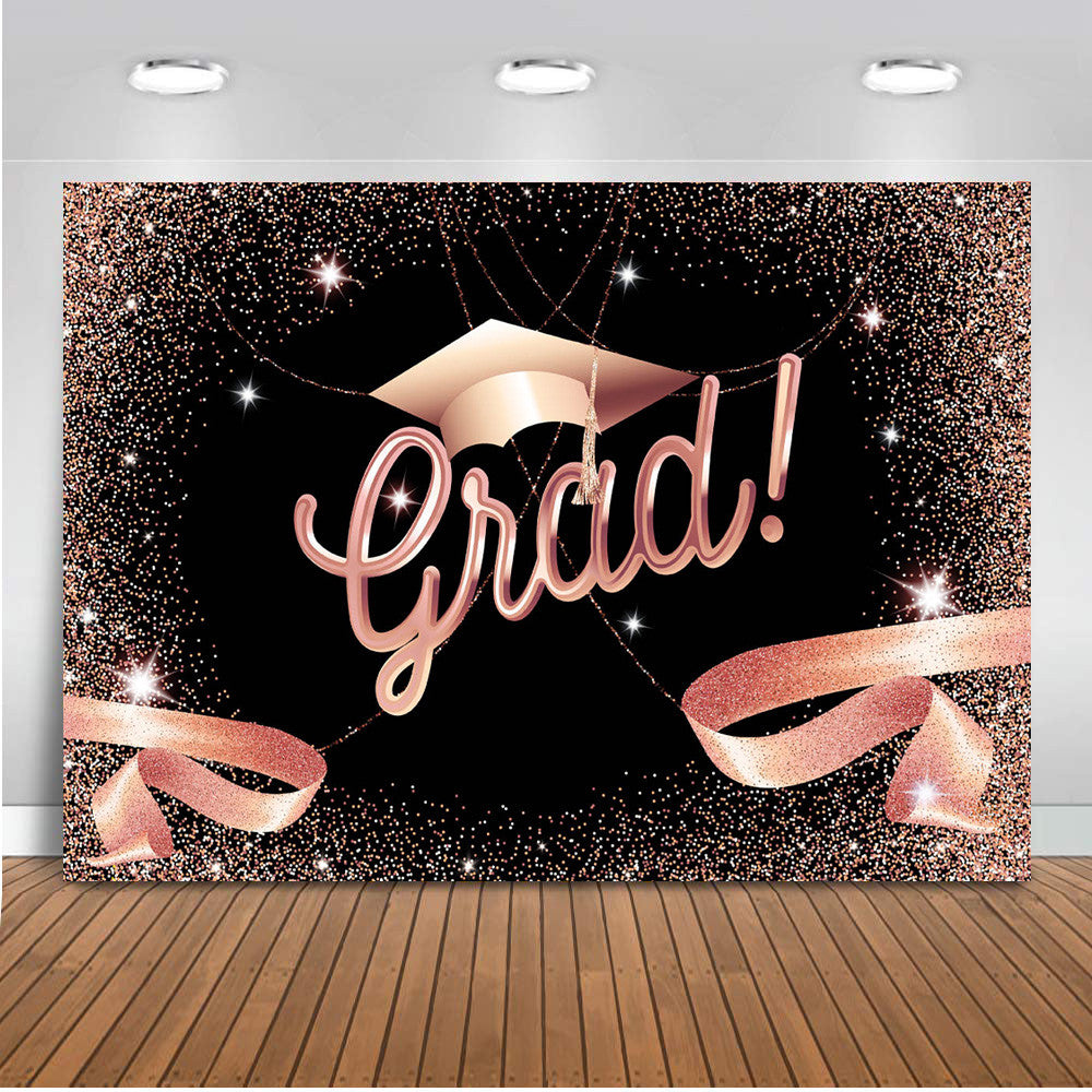 Congrats Grad Backdrop rose gold Graduation prom party class of 2021 banner background for photo studio customize supplies prop