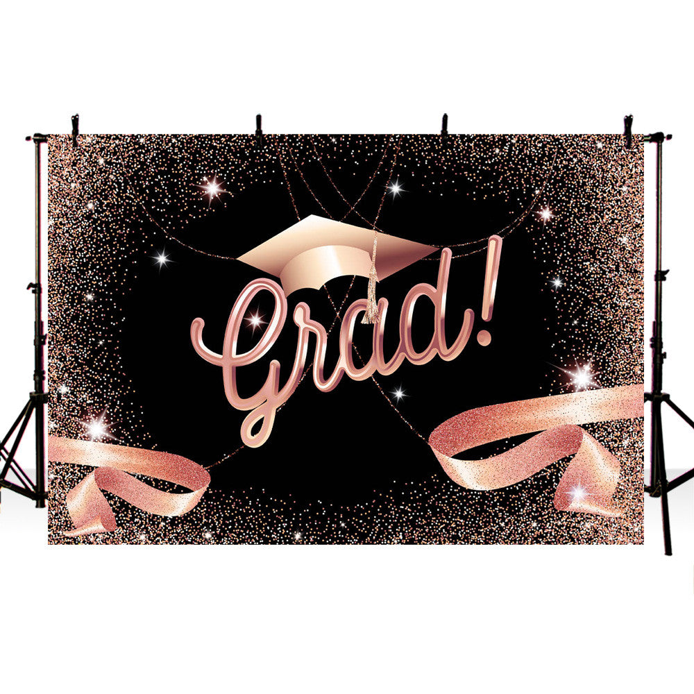 Congrats Grad Backdrop rose gold Graduation prom party class of 2021 banner background for photo studio customize supplies prop