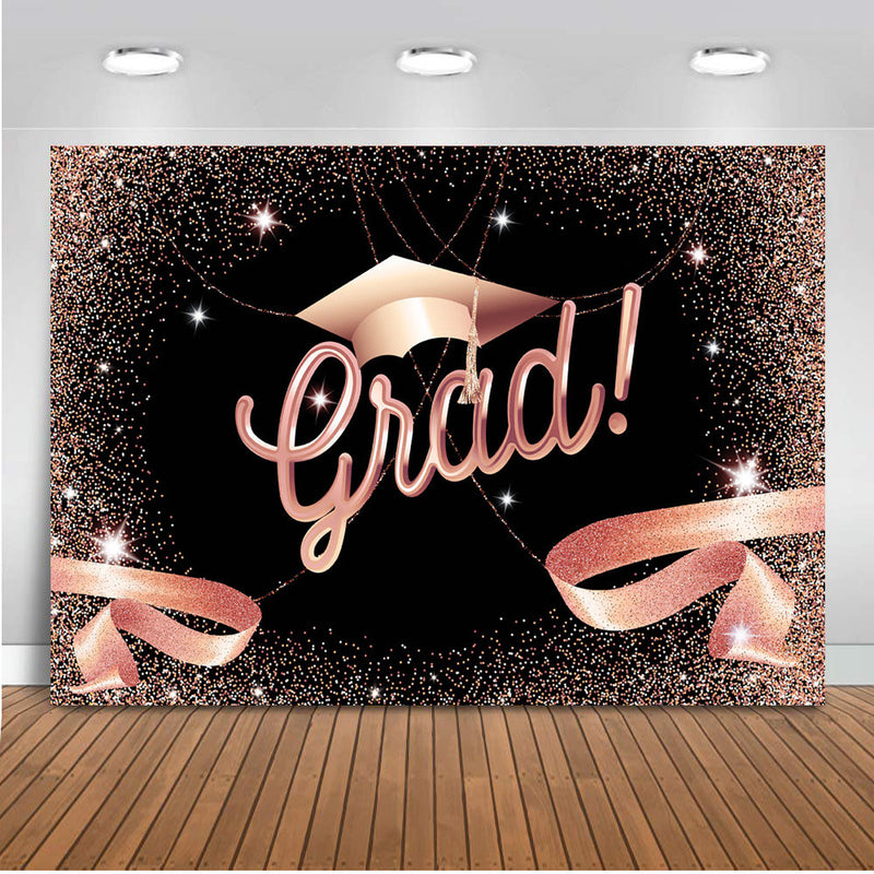Fondo de felicitaciones para graduación, fiesta de graduación de oro rosa, clase de 2021, cartel de fondo para estudio fotográfico, suministros personalizados, utilería