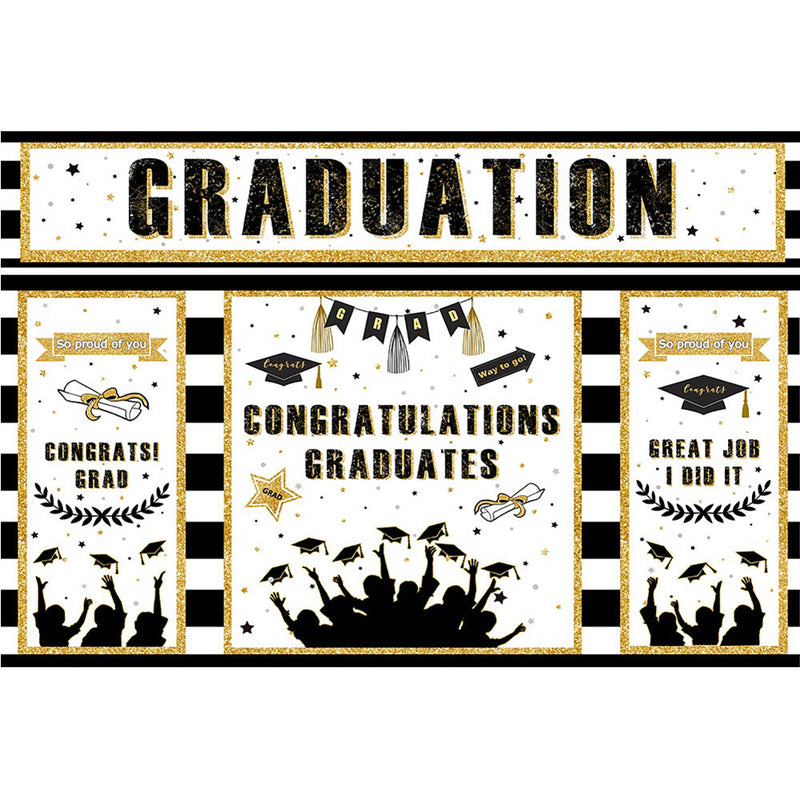 Congratulations Graduation School Party Backdrop Graduate Classmate Portrait Background Back to School Photography Stripes