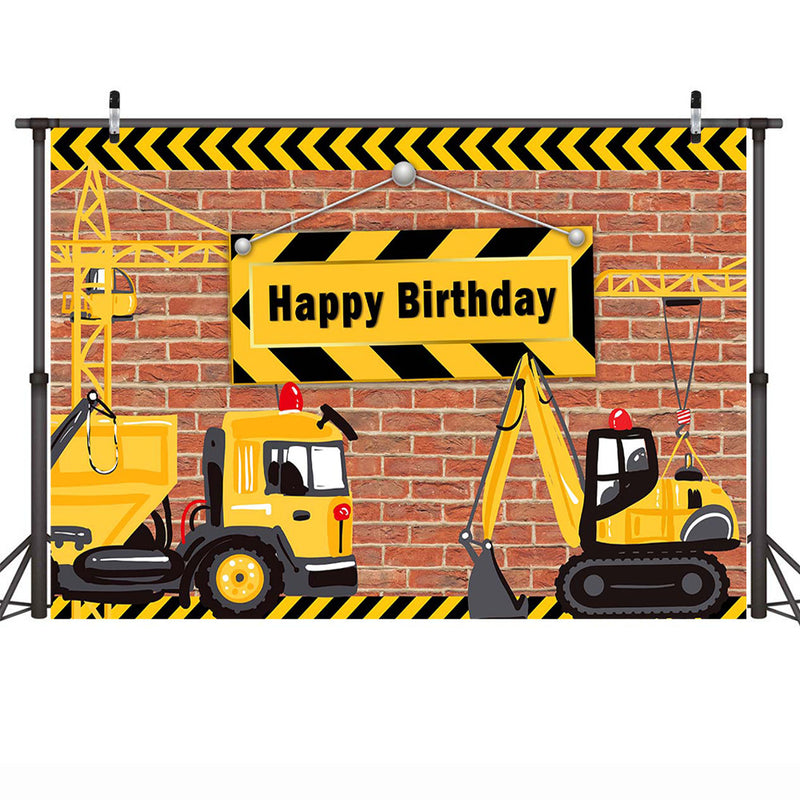 Construction Theme Birthday Party Backdrop Bricks Builder Dump Trucks Boy Birthday Party Banner Decoration Background Photobooth