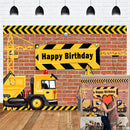 Construction Theme Birthday Party Backdrop Bricks Builder Dump Trucks Boy Birthday Party Banner Decoration Background Photobooth