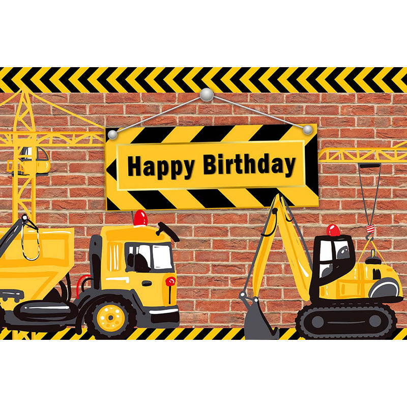 Construction Theme Birthday Party Backdrop Bricks Builder Dump Trucks Boy Birthday Party Banner Decoration Background Photobooth