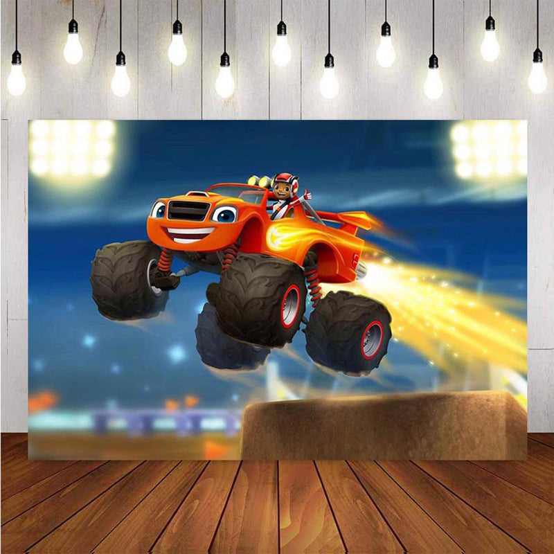 Custom child Racing Cars Blaze Truck Birthday Party photography Backdrop for Boys Birthday Backgrounds for Photo Studio Banner