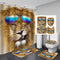 Lion King Shower Curtain Waterproof Set Home Decor Animal Bath Mat Toilet Lid Cover Flannel Bathroom Carpet 4 Piece Set