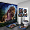 Lion King Shower Curtain Waterproof Beast and Beauty Bath Mat Toilet Lid Cover Flannel Bathroom Carpet 4 Piece Set