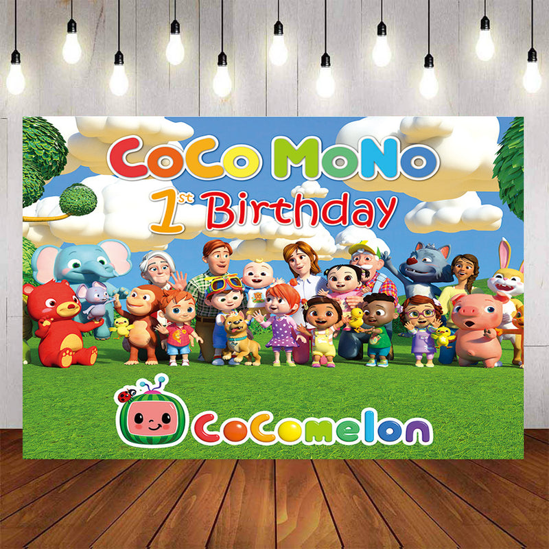 Nombre personalizado personaje de dibujos animados cumpleaños fotografía telón de fondo melón Banner 