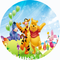 Winnie the Pooh Round Party Backdrops Kids Birthday Photography Background Elastic Studio Baby Shower Birthday Party Decors