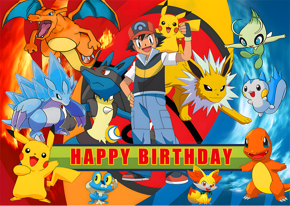 Pokemon Photo Backdrop Kids Party Decoration Pokémon Boys Birthday Party Photo Booth Background for Photography Studio