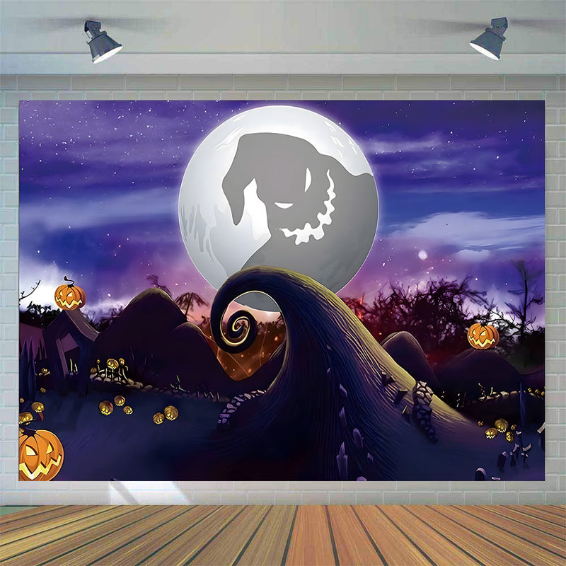 Halloween Photo Backdrop Pumpkin Moonlight Party Decoration Horrible Party Photo Booth Background for Photography Studio