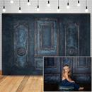 Fondos de fotografía de habitación de puerta Retro azul oscuro para retrato de cumpleaños de boda fondo para sesión fotográfica accesorios de estudio fotográfico