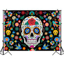 Toile DE fond DU jour des morts pour Fiesta mexicaine, crâne en sucre, fleurs, arrière-plan DE photographie, bannière DE décoration DE Dia DE Los Muertos