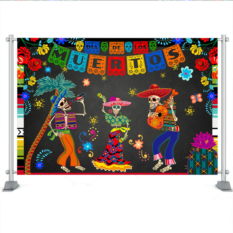 Day of The Dead Halloween Background Dance Party Fiesta Skull Photo Backdrop Dia DE Los Muertos Birthday Party