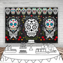 Day of The Dead Halloween Background for Mexican Fiesta Skull Floral Photography Backdrop Pattern Kids Birthday Party Banner