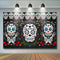 Arrière-plan d'halloween du jour des morts, pour fête mexicaine, crâne, photographie florale, motif de toile de fond, bannière de fête d'anniversaire pour enfants 