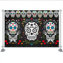 Day of The Dead Halloween Background for Mexican Fiesta Skull Floral Photography Backdrop Pattern Kids Birthday Party Banner