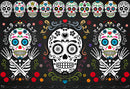 Day of The Dead Halloween Background for Mexican Fiesta Skull Floral Photography Backdrop Pattern Kids Birthday Party Banner