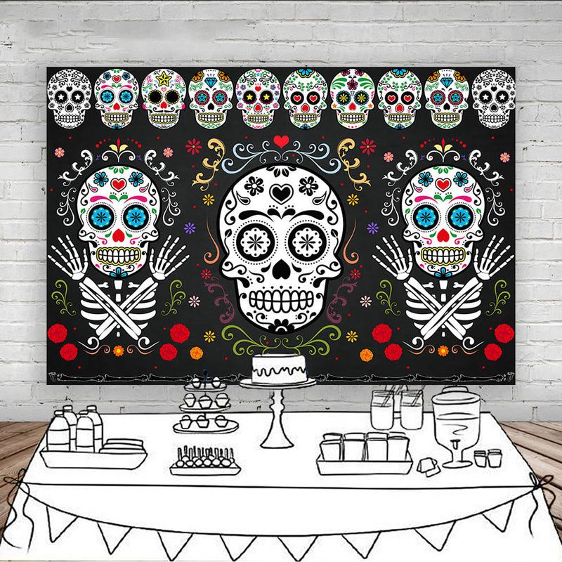 Fondo de Halloween del Día de los muertos para Fiesta mexicana, Calavera, fotografía Floral, patrón de fondo, pancarta para fiesta de cumpleaños para niños 