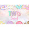 Deux beignets sucrés pour enfants, arrière-plan de Photo d'anniversaire, beignets en chocolat pour bébé, décoration de fond de fête de 2ème anniversaire, accessoires de Studio