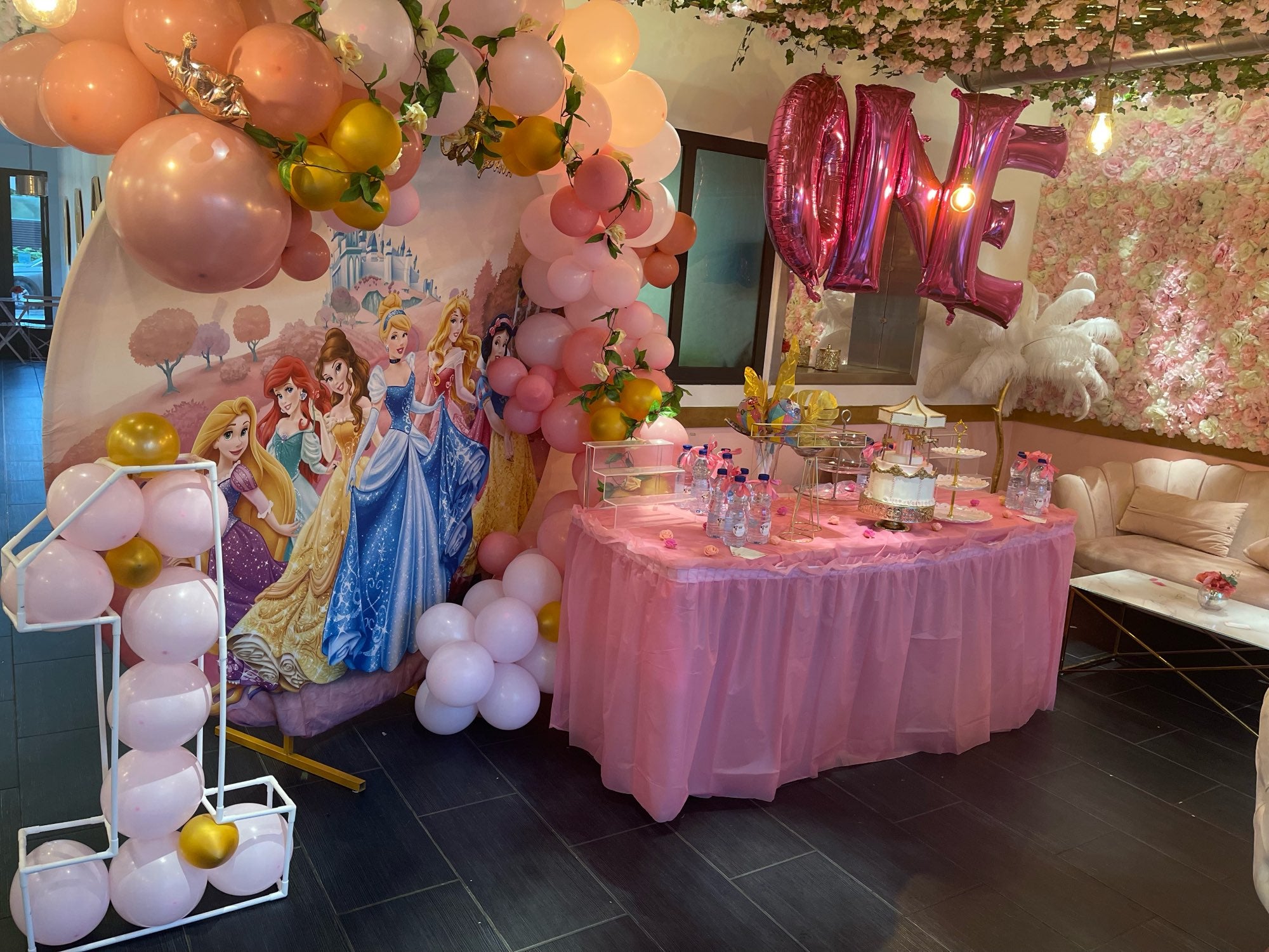 Disney Princess Party Background Decors Round Shape Girls Birthday Circle Photo Backdrop Cylinder Plinth Covers